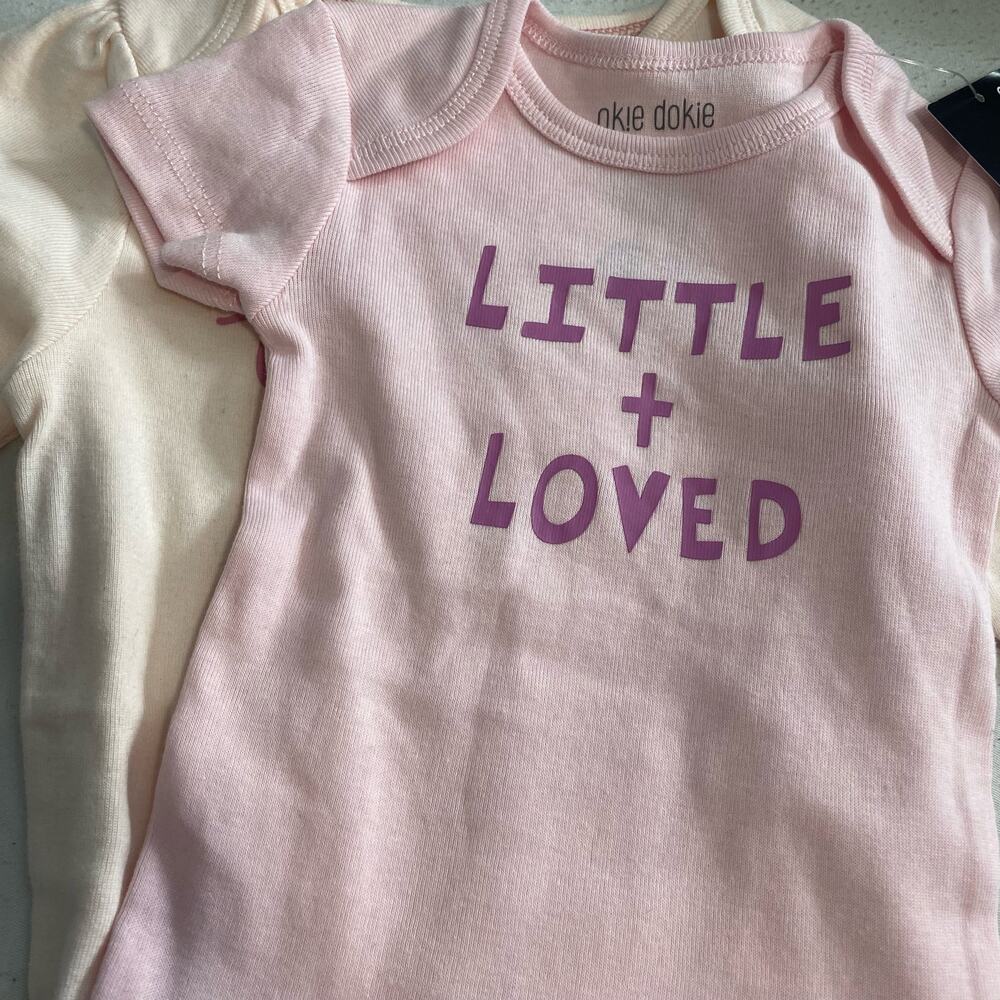 6-12 mo girls bodysuit outfits 3 pack neutral colors pink beige and black - Picture 3 of 5